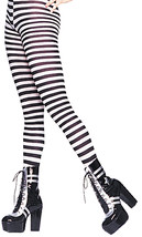Leg Avenue Women&#39;s Plus Size Nylon Striped Tights, Black/White, 1X / 2X - £50.02 GBP