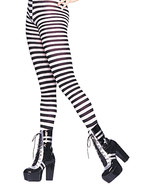 Leg Avenue Women&#39;s Plus Size Nylon Striped Tights, Black/White, 1X / 2X - $85.21 CAD