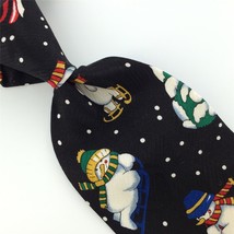 BARON SHIRE BLACK BLUE WHITE SNOW MAN Christmas Silk Men&#39;s Neck Tie #2-1... - £15.85 GBP