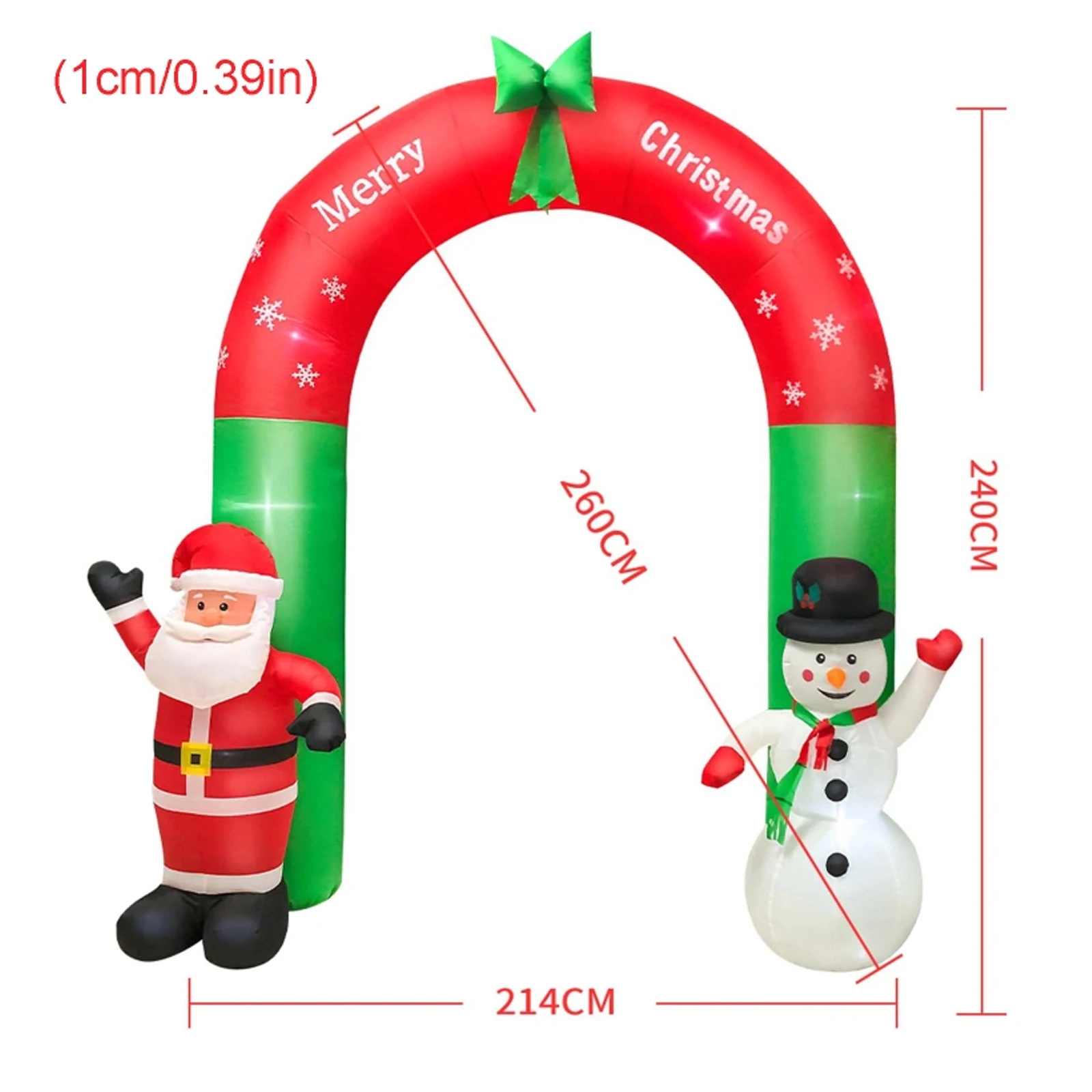 2.4m Christmas Inflatable Santa Claus and Snowman Archway LED Lights Yard Art In - £138.84 GBP