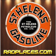 VINTAGE STYLE ROUND MAN CAVE GIFT ST HELENS GASOLINE ALUMINUM SIGN 12&quot; - $19.67