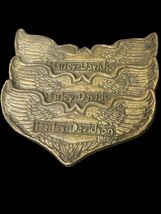Vintage 1970s Harley-Davidson Brass Belt Buckle With Triple Wing Design ... - $24.72