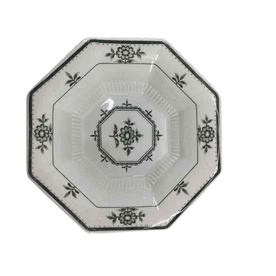 Independence ironstone castle ton Japan green flowers soup bowl - $5.31