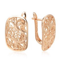 New Trend 585 Rose Gold Square Glossy Metal Earrings Women Creative Party Fashio - £6.66 GBP