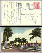 1957 FLORIDA Postcard - Fort Lauderdale to Amsterdam, NY J13 - £1.56 GBP
