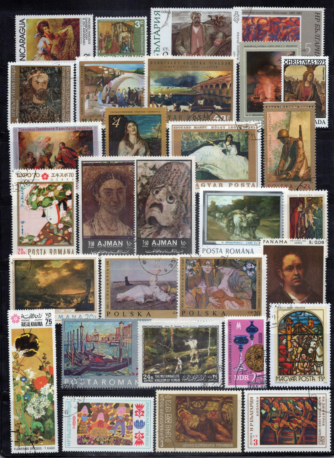 Primary image for Art Stamp Collection Used Paintings Flowers Landscapes Boats ZAYIX 0424S0297
