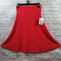 LuLaRoe Womans Skirt Small Azure Red Solid Pattern Midi Flare NWT - £16.47 GBP