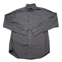 Menora Shirt Mens S Black Plaid Button Up Long Sleeve Collared Ultimate Top - £14.65 GBP