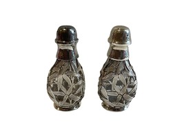 Vintage Chinese Bamboo Salt and Pepper Shakers - Sterling Silver 950 Overlay  - £173.04 GBP