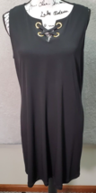 Michael Kors Dress Womens Large Black Polyester Sleeveless Logo V Neck Lace Up - £29.16 GBP