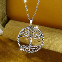 Elegant Silver Plated Tree of Life Mother&#39;s Heart Pendant Necklace (50cm) - £9.71 GBP