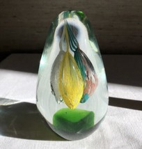 Large Glass Paperweight Egg Shape Hand Blown Multicolored Sommerso 5” H - £18.12 GBP