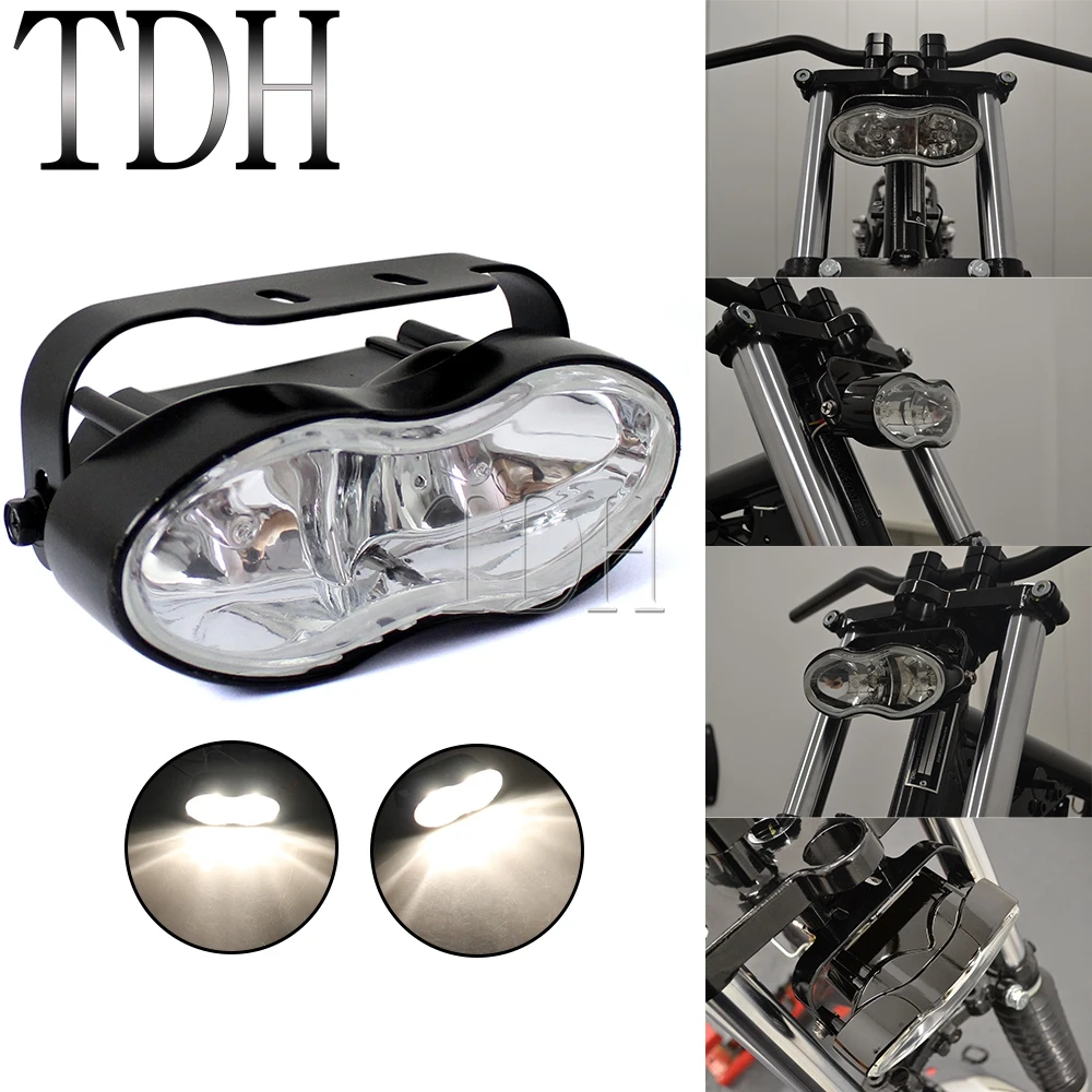 Retro Double Oval Twin Wave Headlight Project Headlamp  Eye  Harley  K100 Custom - £164.15 GBP