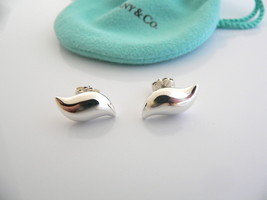 Tiffany &amp; Co Silver Peretti Feather Wave Earrings Studs Gift Pouch Love Art - $328.00