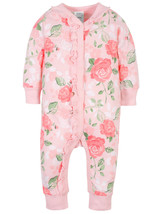 Gerber Organic Baby Girls Coveralls Bodysuit Pajamas Pink Rose 12 Months - £15.97 GBP