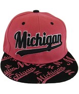 Michigan Script Print on Bill Adjustable Snapback Baseball Cap (Hot Pink... - $20.44 CAD