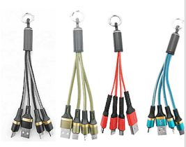 8 PC OF  3 in 1 USB SQUID Cable Keychain Charger for Iphone, Type C, Mic... - £22.72 GBP