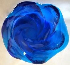 Vintage Fenton Swirled Glass Bowl or Candy Dish Cobalt Chunky Art Glass - £29.85 GBP