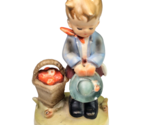 hummel-like Figure “pray every day” RARE Erich Stauffer Boy W Apples Por... - £23.72 GBP