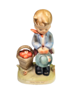 hummel-like Figure “pray every day” RARE Erich Stauffer Boy W Apples Por... - $41.13 CAD