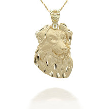 14K Solid Gold Dog Border Collie Pendant Necklace - Yellow, Rose, or White - $350.87+