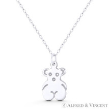 Wide Hip Teddy Bear Solid .925 Sterling Silver Children&#39;s Toy Charm Flat Pendant - £12.73 GBP+