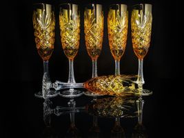 Faberge  Odessa Yellow Gold  Colored Crystal Champagne Flutes  NIB image 9