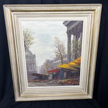 Vintage French Original Oil Painting Paris Street Scene Framed A Lambert 1950-60 - £161.36 GBP