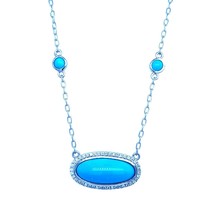 Persian Turquoise Diamond Necklace 17&quot; 14k WG 13.27 TCW Certified $5,950 308488 - £2,391.43 GBP