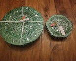 Green Cabbage Leaf Dinner &amp; Dessert Plate Melamine Sets Of 4 Gardeners E... - £46.15 GBP