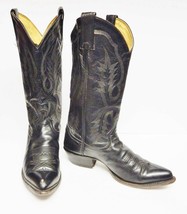 Tony Lama Boots Western Cowboy Leather Style 2923 USA Black Men&#39;s 7.5 D - £63.26 GBP