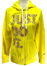 Nike Therma-Fit Full Zip Hoodie Sweatshirt Bright Yellow JUST DO IT Size Small S - £21.08 GBP