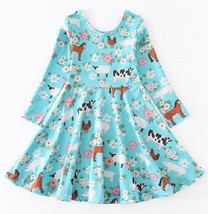 NEW Boutique Farm Cow Horse Floral Long Sleeve Girls Dress - £6.79 GBP