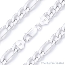 7.5mm Figaro Figaroa Link Italian Chain Bracelet Solid Italy 925 Sterling Silver - £39.03 GBP+