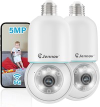 Jennov 5Mp Light Bulb Security Camera Wireless Outdoor Ip66, Motion Detect 2Pcs - £78.14 GBP