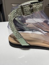 Loeffler Randall Snake Print Leather Gilda Sandals Size 6.5 Cream Green READ DES - £26.14 GBP