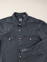Vintage Levis Dark Gray Denim Pearl Snap Shirt Men&#39;s Size Medium Western... - $29.69