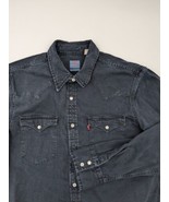 Vintage Levis Dark Gray Denim Pearl Snap Shirt Men&#39;s Size Medium Western... - £23.38 GBP