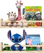 Set of 2 Floating Nursery Shelves Natural Wood Organizer for Baby Nurser... - $29.69