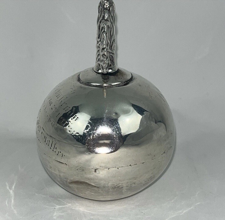 1887 Antique Heavy Sterling Silver Grenade Witch Ball Cigar Lighter Self Right Item image 7