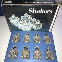 Box Set Of 8, Leonard Silver Salt &amp; Pepper Shakers w/ Silver Plated Lids New - £13.29 GBP