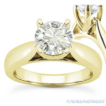 Round Cut Forever Brilliant Moissanite 14k Yellow Gold Solitaire Engagement Ring - £935.31 GBP+