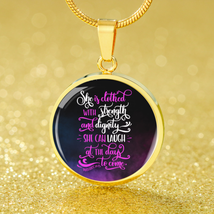 She Is Clothed With Strength Proverbs 31:25 Circle Necklace Stainless Steel or 1 - £33.76 GBP+
