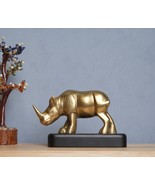 Majestic Brass Rhinoceros Statue – Handcrafted Wildlife Art for Distinct... - £121.60 GBP