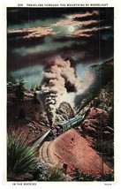 Traveling Through the Mountains by Moonlight Colorado Postcard 1935 - £11.88 GBP