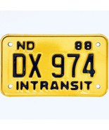 1988 United States North Dakota INTRANSIT Special License Plate DX 974 - $18.80