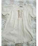 VELVET Womens Cute Ivory Shirt Sz S Short Sleeve Scoop Neck Cotton Beach... - $39.11 CAD