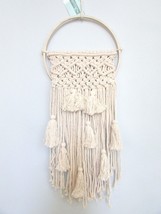 Macrame Wall Decor Chic Hanging Tapestry Boho Ivory 24&quot;L Woven All Decor - £14.99 GBP