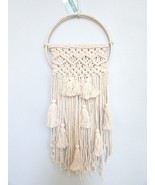 MACRAME WALL DECOR CHIC HANGING TAPESTRY BOHO IVORY 24&quot;L WOVEN ALL DECOR  - $25.72 CAD