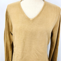 Requirements Pullover Long Sleeve V Neck Large Beige Ribbed Sweater - £19.65 GBP